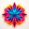 Vibrant Neon Colors Abstract Flower Paper Art With Symmetrical Pattern