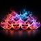 Vibrant Neon Colors: A Symmetrical Abstract Flame In Surrealistic Style