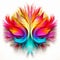 Vibrant Neon Colors: Symmetrical Feather Design Illustration