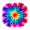 Vibrant Neon Flower: Abstract Art With Optical Color Mixing