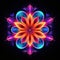 Vibrant Neon Flower: Psychedelic Fractal Geometry With Cosmic Symbolism