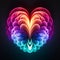 Vibrant Neon Heart: Abstract Chiaroscuro Symmetrical Design