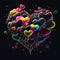 Vibrant Neon Heart-Shaped Valentine or Birthday Card AI Generative Illustration