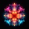 Vibrant Neon Psychedelic Flower On Black Background