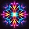 Vibrant Neon Psychedelic Flower: A Symmetrical Balance Of Colorful Flames