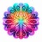 Vibrant Neon Rainbow Flower: Illusory Compositions In Detailed Symmetry