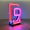 Vibrant Neon Sign \\\'9\\\' Inspired By Chris Labrooy And John Hejduk