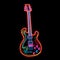 Vibrant Neon Sign Guitar Against a Stylish Black Background