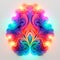 Vibrant Neon Swirl Design: Baroque Ornamental Flourishes And Psychedelic Portraits