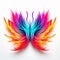 Vibrant Neon Wings: Surrealistic Symmetry On White Background