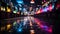 Vibrant nightclub lighting illuminates modern bar, reflecting on shiny flooring generated by AI