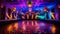 Vibrant nightclub stage illuminated with modern lighting equipment and decoration generated by AI