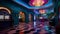 Vibrant nightlife inside modern casino with illuminated architecture generated by AI