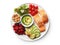 Vibrant, nutritious meal plate with salmon, avocado, and fresh veggies,