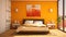 A Vibrant Oasis in the Orange Bedroom. Generative AI