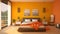 A Vibrant Oasis in the Orange Bedroom. Generative AI