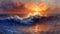 Vibrant ocean sunset painting