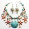 Vibrant Oceanic Beaded Necklace and Earrings Inspired by Coastal Elements