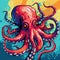 Vibrant Octopus Illustration In Pop Art Style