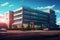 Vibrant Office building exterior anime visual novel game. Generate Ai