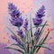 Vibrant Oil Painting Of Lavender Flowers On Pink Background