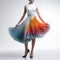 Vibrant Orange And Blue Pleated Skirt: Photorealistic Uhd Image