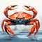 Vibrant Orange Crab Illustration: Precision Painting With Bold Colors