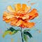 Vibrant Orange Flower Painting With Sculpted Impressionism Style