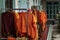 The vibrant orange robes worn by Chinese monks hung out to dry in the sun at Wat Bhoman Khunaram Bhoman Khunaram Temple