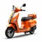 Vibrant Orange Scooter Delivery Truck On White Background