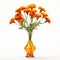 Vibrant Orange Vase Of Flowers - Stunning Vray Tracing Render