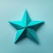Vibrant Origami Star On Turquoise Background