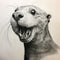 Vibrant Otter Portrait: Charcoal Sketch By Raphael Lacoste
