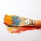 Vibrant Paint Brush With Splatter - Light Azure And Orange