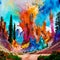 Vibrant Paint Splash: A Surreal Symbolism In Bryce 3d