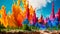 Vibrant Paint Splash: A Surreal Symbolism In Bryce 3d