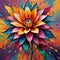 A vibrant painting featuring a flower against a colorful background. Stunning close-up of a beautiful flower.