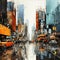 Vibrant painting of New York City with stunning details