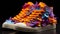 A vibrant pair of multi colored sports shoes for running generated by AI