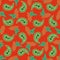 Vibrant Paisley-Wild Leaves seamless repeat pattern background in green,orange and black