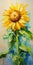 Vibrant Palette Knife Sunflower Oil Painting With Uhd Details
