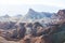 Vibrant panoramic summer view of Zabriskie point badlands in Death Valley National Park, Death Valley, Inyo County, California,