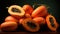 Vibrant Papaya Fruit In A Bowl With Fresh Leaves