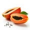 A vibrant papaya set against a white background