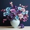 Vibrant Paper Flower Vase: Dark Purple, Light Cyan, And Bold Chromaticity