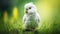 Vibrant Paradise: A Stunning White Parrot in Lush Green Grass. Generative AI