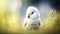 Vibrant Paradise: A Stunning White Parrot in Lush Green Grass. Generative AI