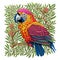 Vibrant parrot in a flower background