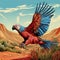 Vibrant Parrot Illustration In Detailed Landscape Style