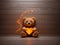 Vibrant Passion: Orange Laser Artistry of Teddy Bear Hearts